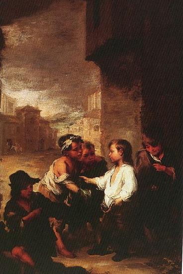 Bartolome Esteban Murillo homas of Villanueva dividing his clothes among beggar boys oil painting image